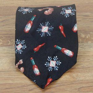 TABASCO Novelty Necktie Black Tie Hot Sauce Shrimp